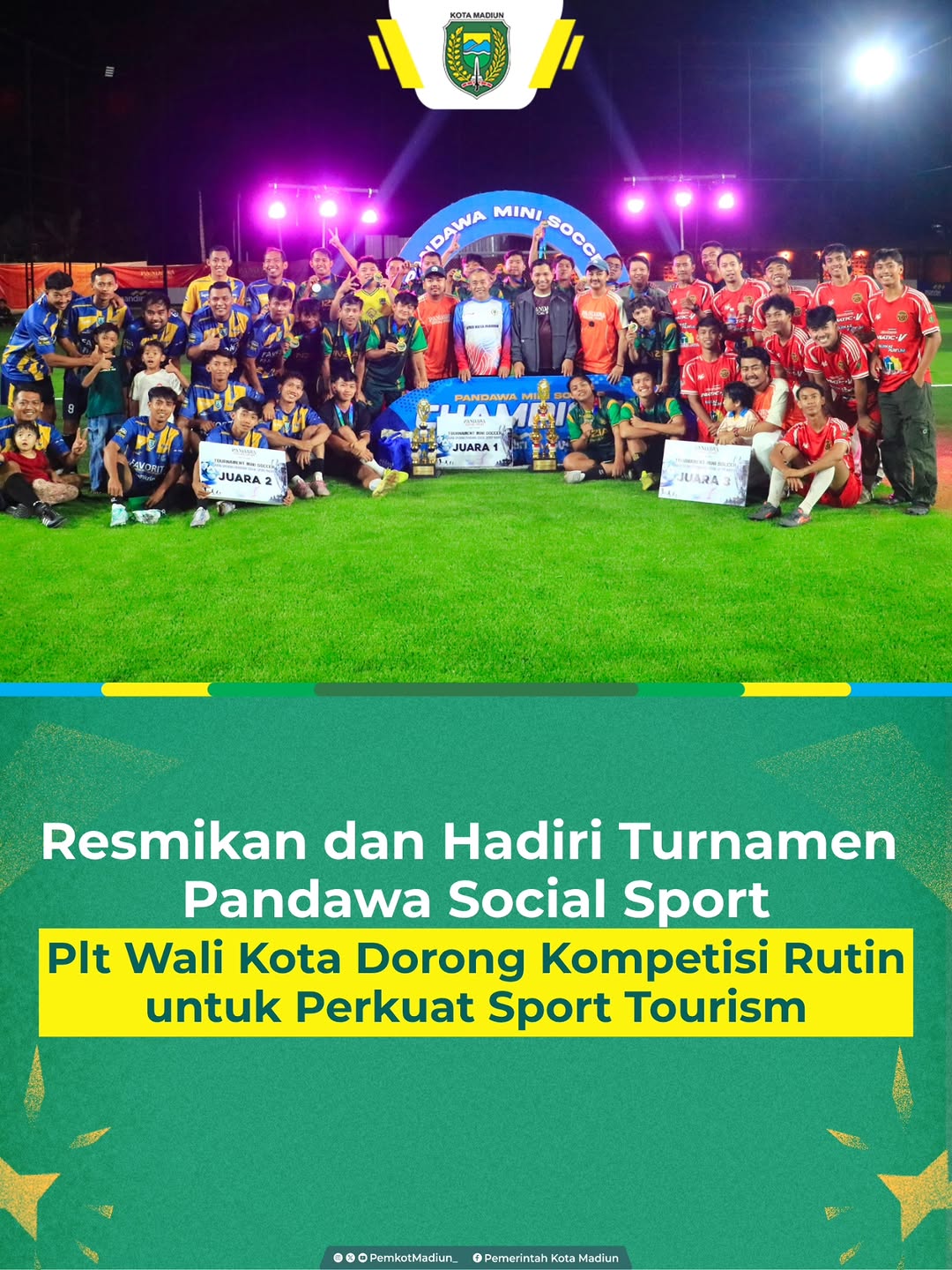 Pandawa Social Sport resmi dibuka. Peresmian fasilitas olahraga tersebut dilakukan langsung oleh Plt Wali Kota Madiun F....